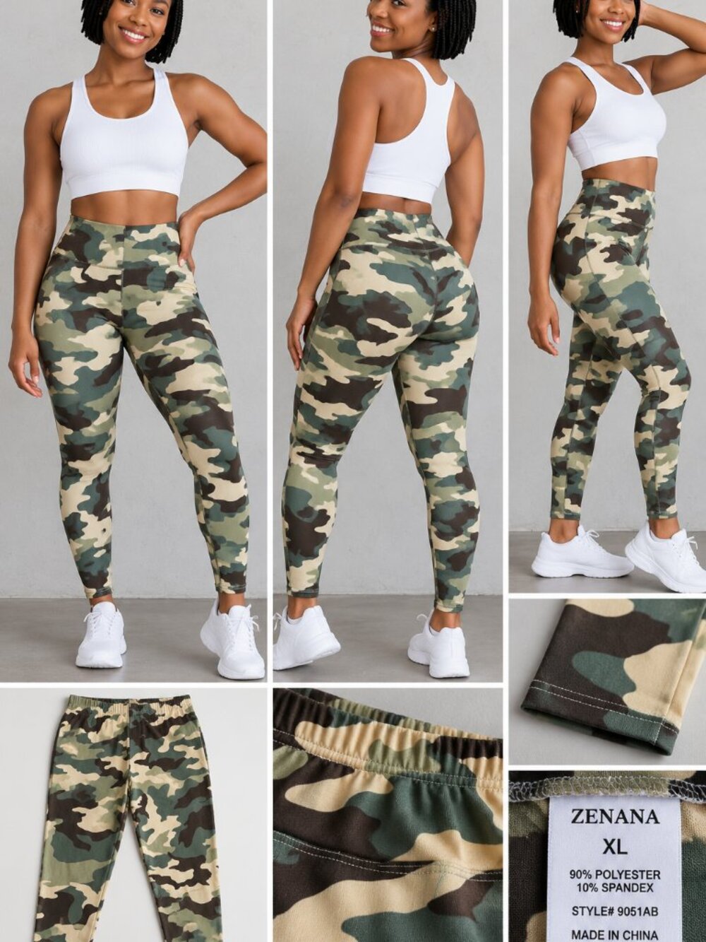Zenana Camo Print High-Waisted Full-Length Leggings S M L XL